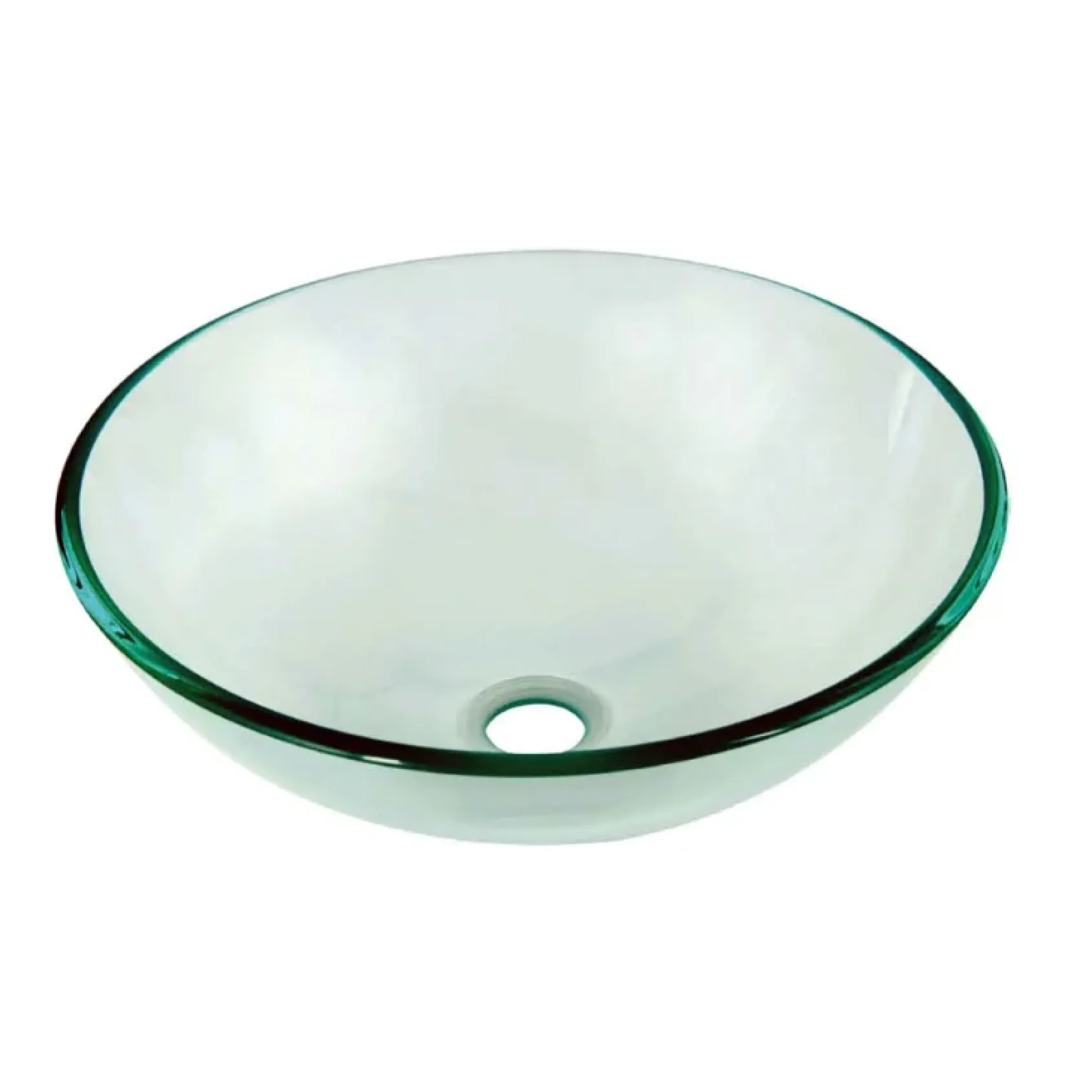 Dawn 17" Tempered Glass Vessel Sink, Clear, Round, GVB84007