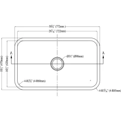 Dawn 30" Stainless Steel Undermount Kitchen Sink, ASU106