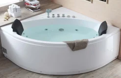Eago 59" Acrylic Corner Neo-angle Round Bathtub, White, AM200