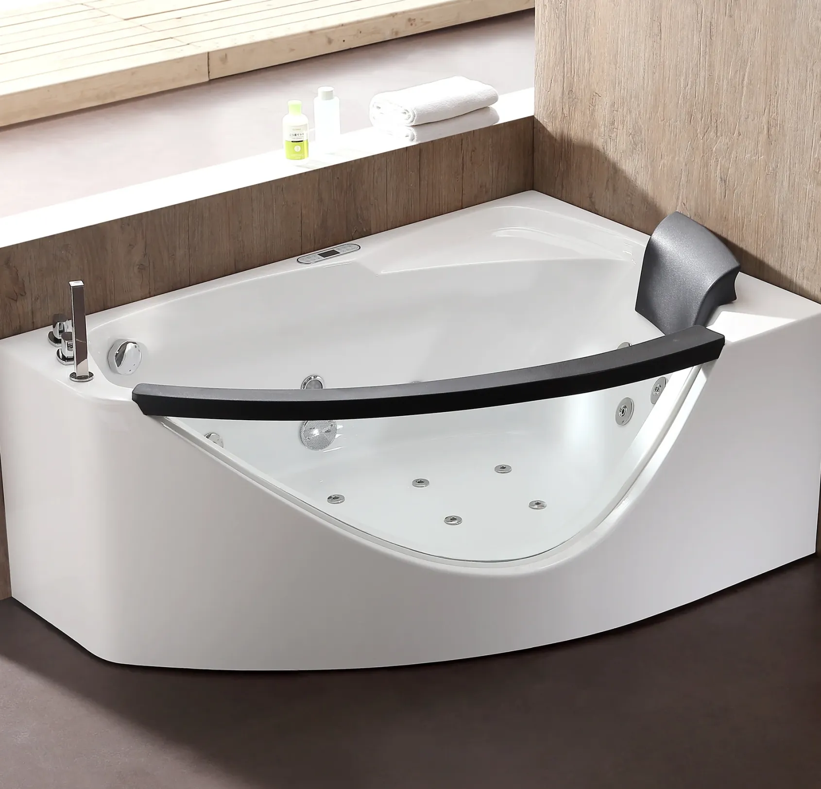 Eago 59" Acrylic Corner Neo-angle Round Bathtub, White, AM198ETL-L