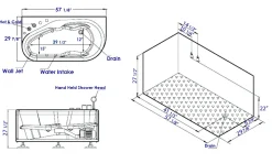Eago 57" Acrylic Corner Oval Bathtub, White, AM175-L