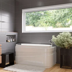 Eago 57" Acrylic Corner Oval Bathtub, White, AM175-R