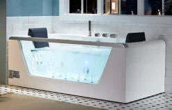 Eago 71" Acrylic Corner Rectangle Bathtub, White, AM196ETL