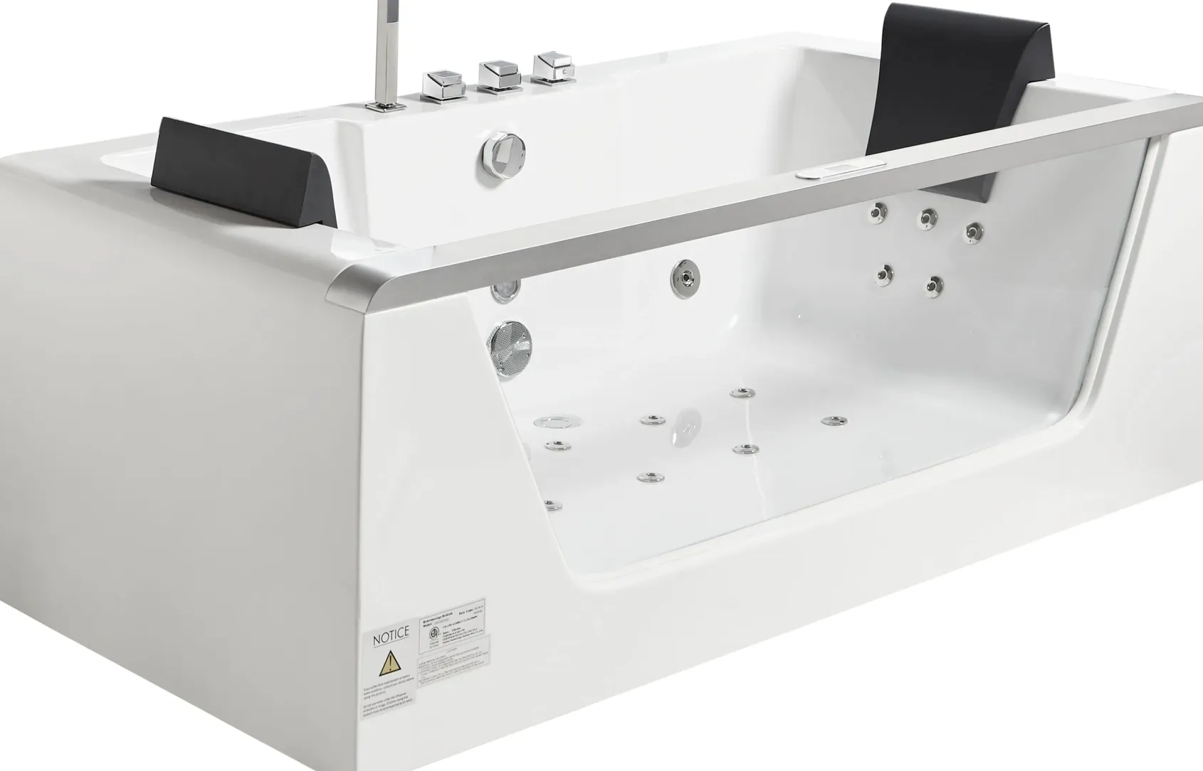 Eago 71" Acrylic Corner Rectangle Bathtub, White, AM196ETL