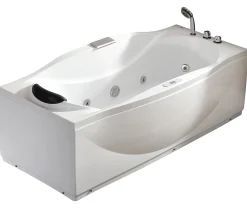 Eago 71" Acrylic Corner Rectangle Bathtub with Fixtures, White, AM189ETL-R