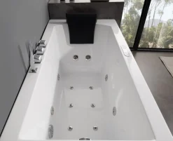 Eago 59" Acrylic Corner Rectangle Bathtub with Fixtures, White, AM154ETL-L5