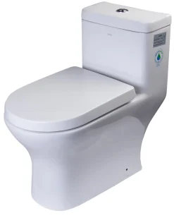 EAGO Porcelain, White, TB353 Dual Flush One Piece Eco-Friendly High-Efficiency Low Flush Ceramic Toilet