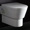 EAGO Porcelain, White, WD332 Round Modern Wall Mount Dual Flush Toilet Bowl