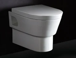 EAGO Porcelain, White, WD332 Round Modern Wall Mount Dual Flush Toilet Bowl