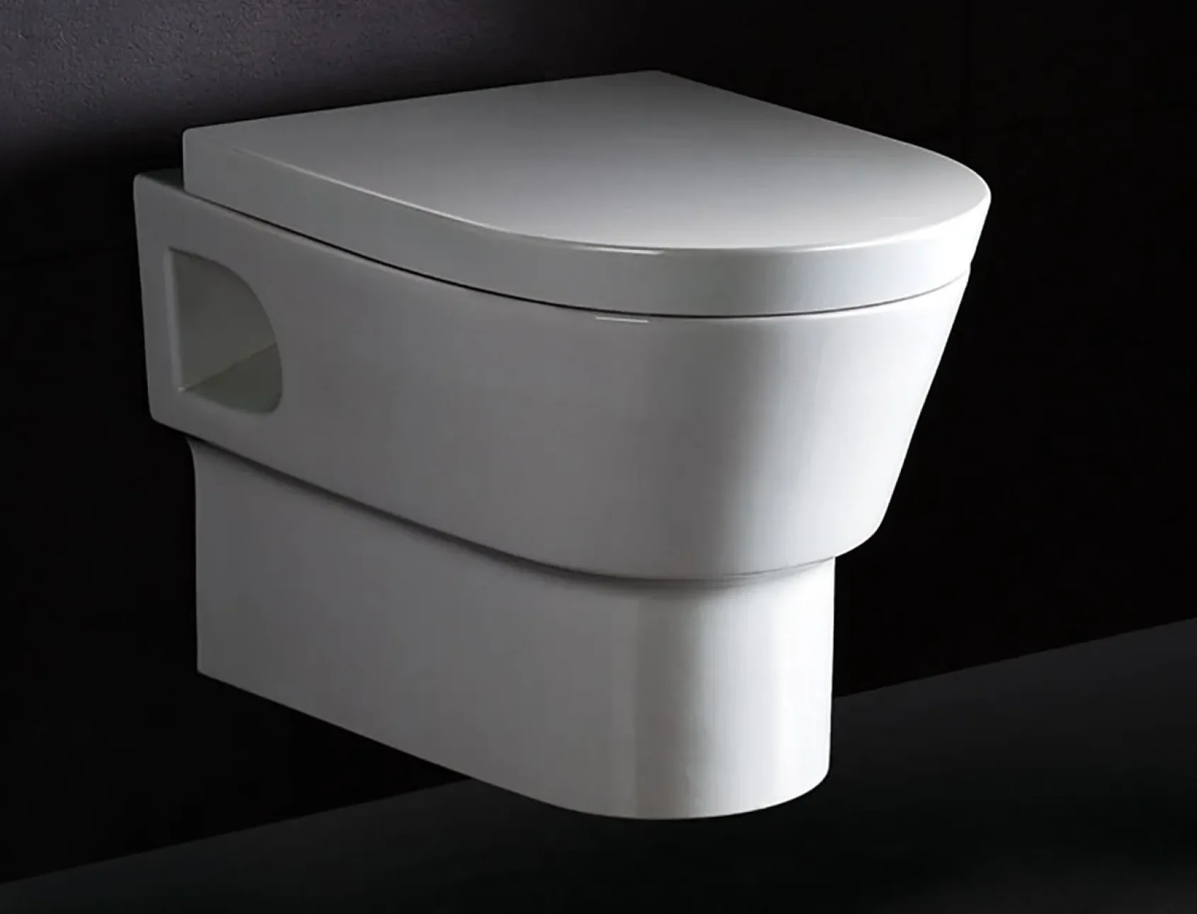 EAGO Porcelain, White, WD332 Round Modern Wall Mount Dual Flush Toilet Bowl