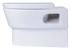 EAGO Porcelain, White, WD332 Round Modern Wall Mount Dual Flush Toilet Bowl