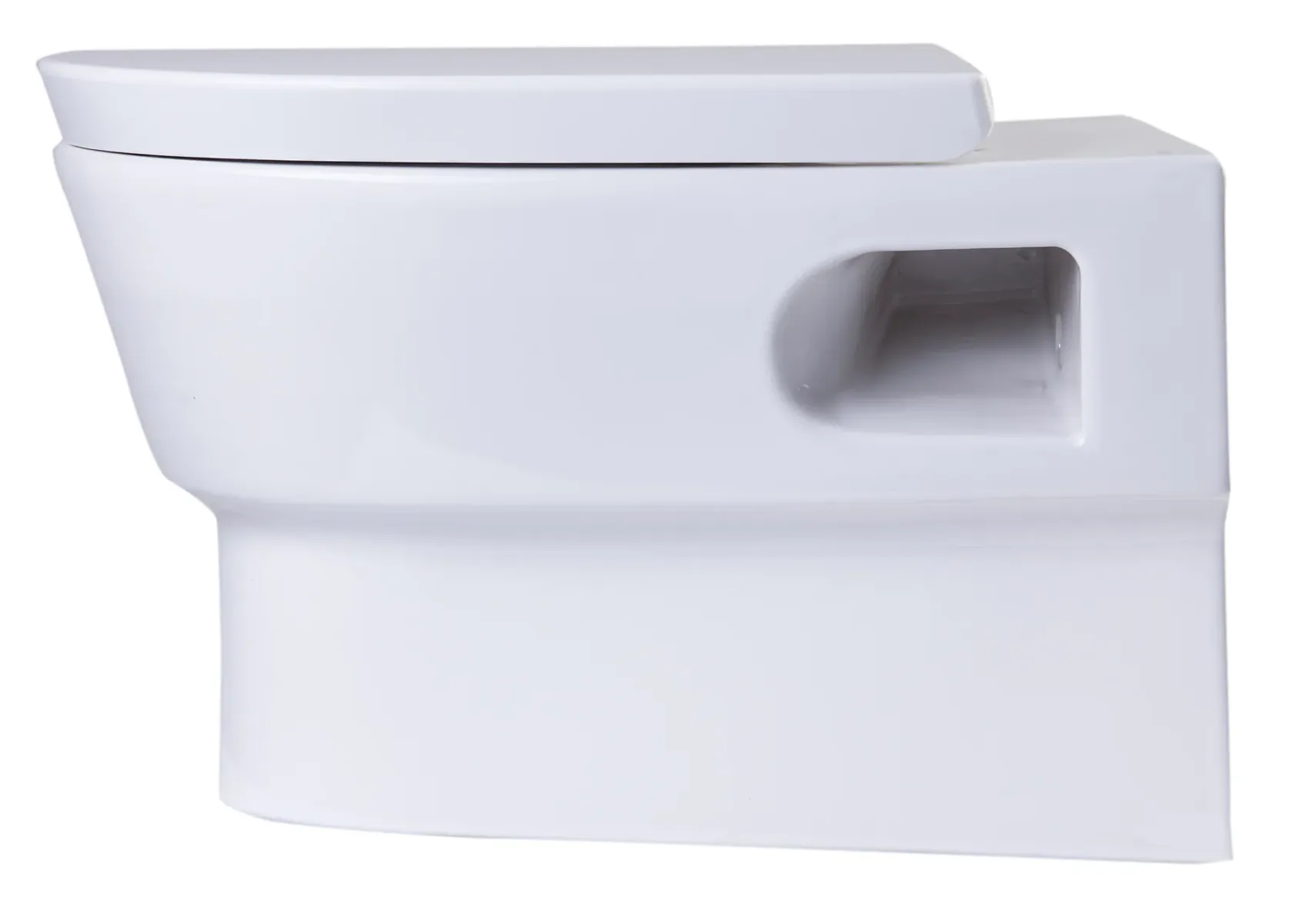 EAGO Porcelain, White, WD332 Round Modern Wall Mount Dual Flush Toilet Bowl