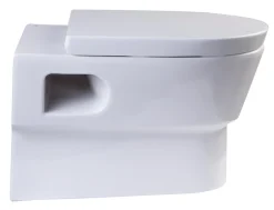 EAGO Porcelain, White, WD332 Round Modern Wall Mount Dual Flush Toilet Bowl