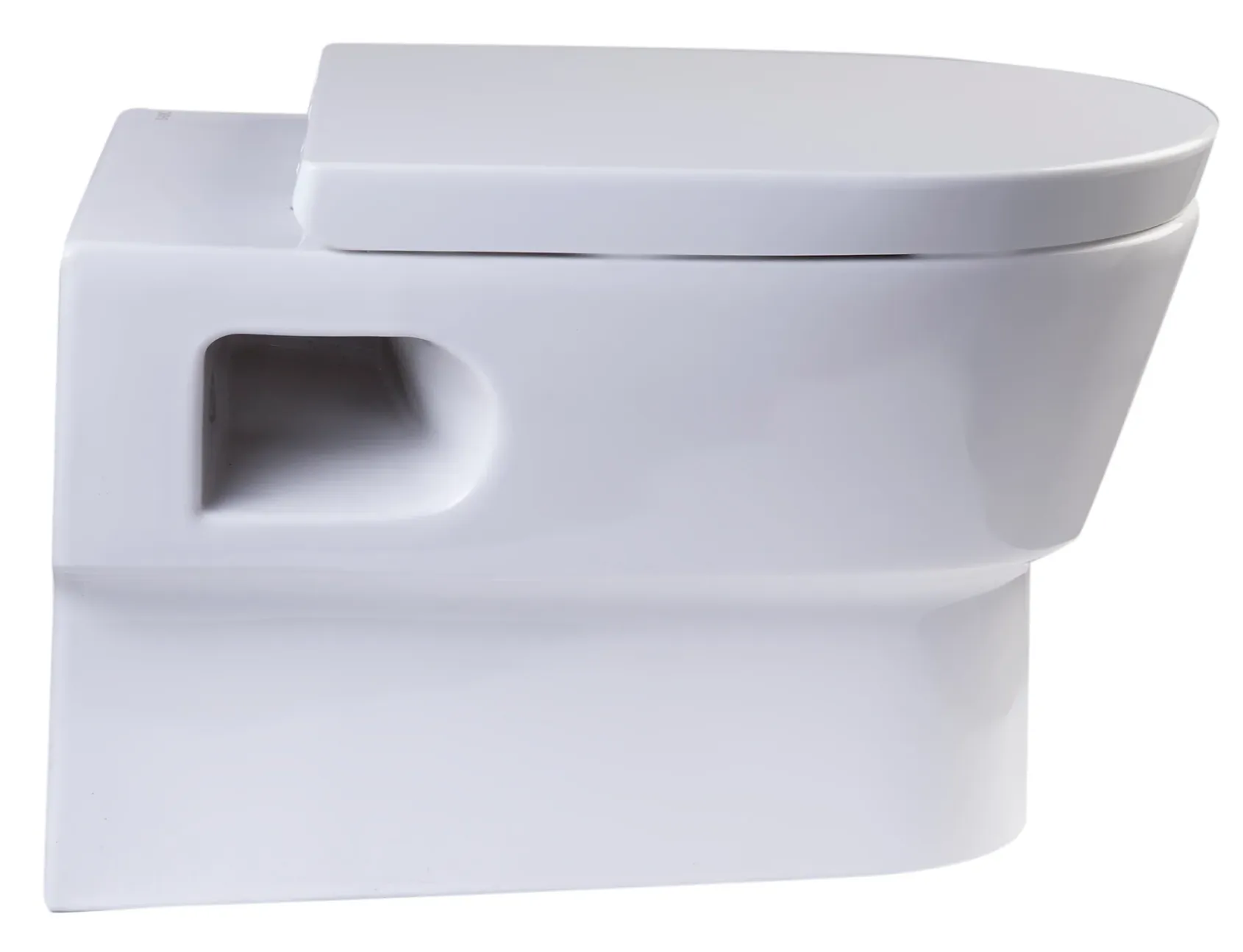 EAGO Porcelain, White, WD332 Round Modern Wall Mount Dual Flush Toilet Bowl