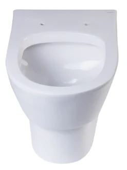 EAGO Porcelain, White, WD332 Round Modern Wall Mount Dual Flush Toilet Bowl