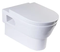 EAGO Porcelain, White, WD332 Round Modern Wall Mount Dual Flush Toilet Bowl