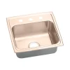 Elkay 20" Drop In/Topmount CuVerro Antimicrobial Copper Kitchen Sink, Lustrous Satin, 3 Faucet Holes, LR19193-CU