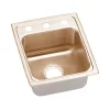 Elkay 13" Drop In/Topmount CuVerro Antimicrobial Copper ADA Kitchen Sink, Lustrous Satin, 3 Faucet Holes, LRAD1316553-CU