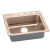 Elkay 25" Drop In/Topmount CuVerro Antimicrobial Copper ADA Kitchen Sink, Lustrous Satin, 3 Faucet Holes, LRAD2522503-CU