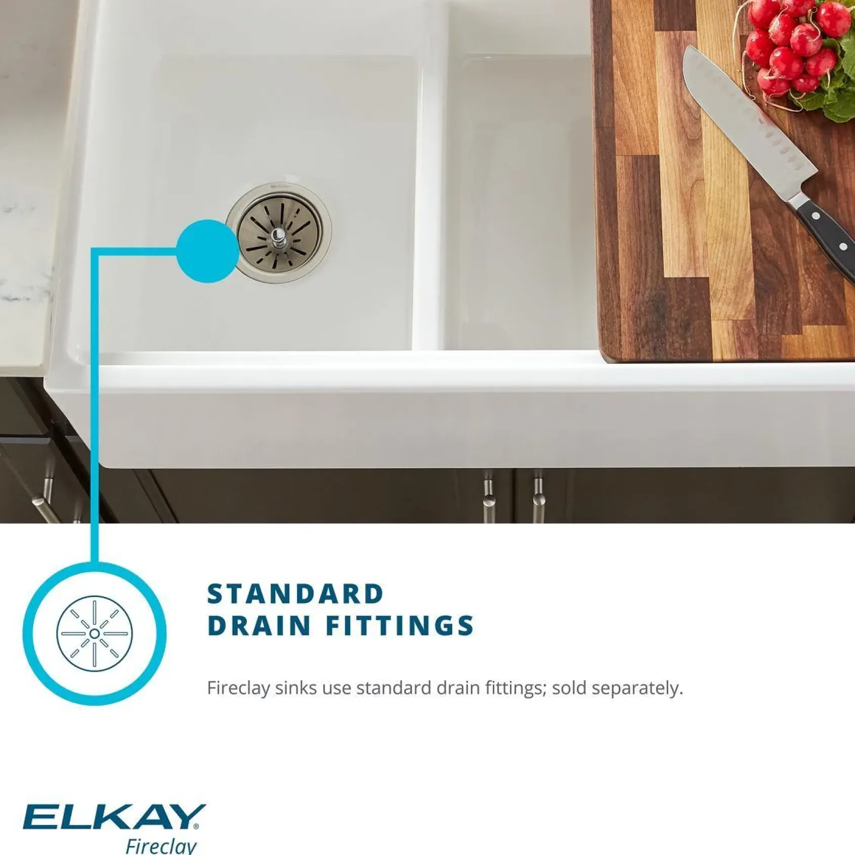 Elkay 16" Fireclay Bar Sink, Biscuit, SWU1517BI
