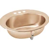 Elkay 20" Round Drop In/Topmount CuVerro Antimicrobial Copper ADA Bathroom Sink, Lustrous Satin, 1 Faucet Hole, LLVR19161-CU