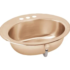 Elkay 20" Round Drop In/Topmount CuVerro Antimicrobial Copper ADA Bathroom Sink, Lustrous Satin, 1 Faucet Hole, LLVR19161-CU