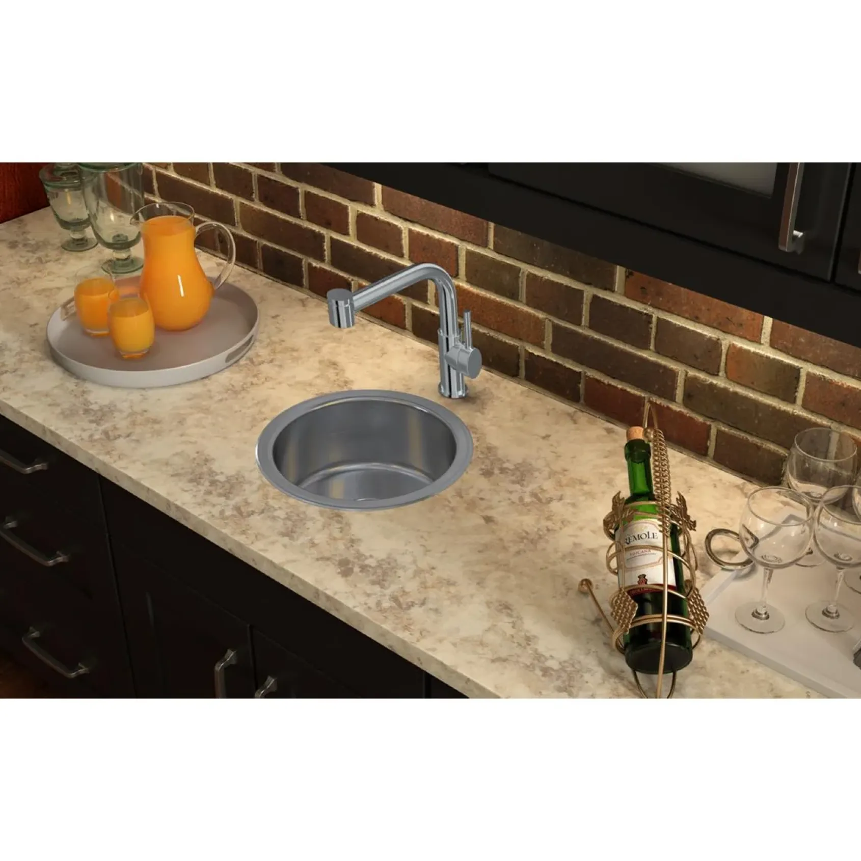 Elkay Asana 14" Round Stainless Steel ADA Bar/Prep Sink, Lustrous Satin, 18 Gauge, RLR12FB