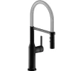 Elkay Avado Forward Only Lever Handle Semiprofessional Spout Brass ADA Kitchen Faucet, Matte Black and Chrome, LKAV1061MBCR