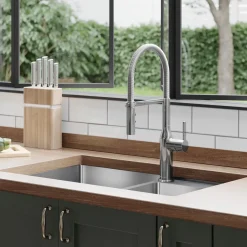 Elkay Avado Forward Only Lever Handle Semiprofessional Spout Brass ADA Kitchen Faucet, Chrome, LKAV1061CR