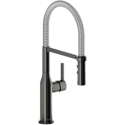 Elkay Avado Forward Only Lever Handle Semiprofessional Spout Brass ADA Kitchen Faucet, Black Stainless and Chrome, LKAV1061BKCR