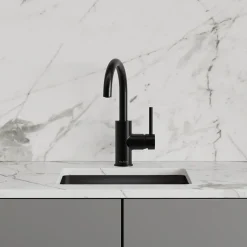 Elkay Avado Lever Handle Gooseneck Spout Brass ADA Bar Faucet, Matte Black, LKAV3021MB