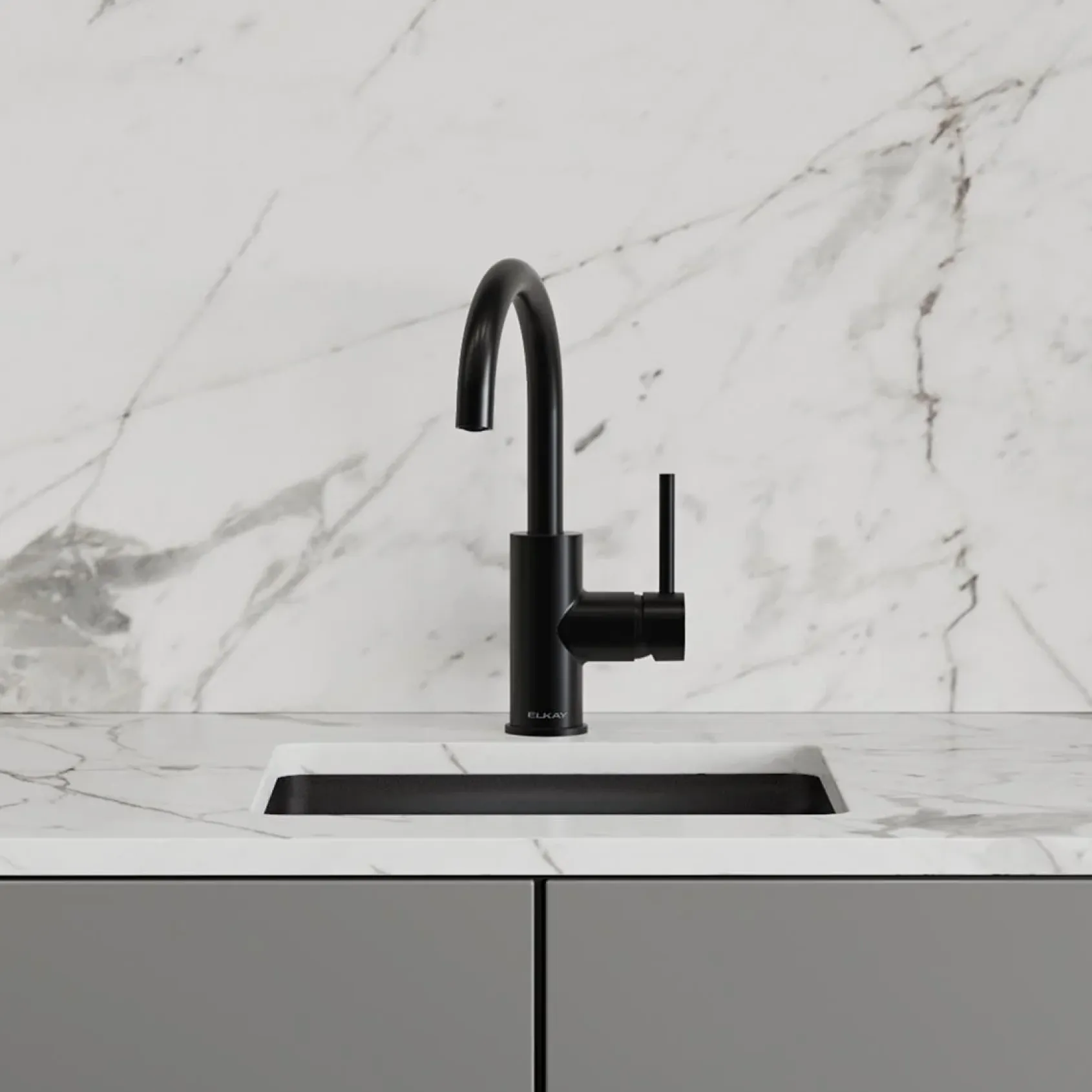 Elkay Avado Lever Handle Gooseneck Spout Brass ADA Bar Faucet, Matte Black, LKAV3021MB