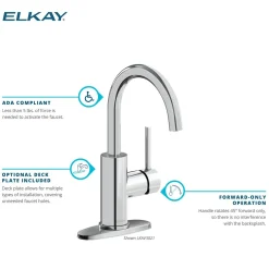 Elkay Avado Lever Handle Gooseneck Spout Brass ADA Bar Faucet, Matte Black, LKAV3021MB