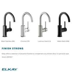 Elkay Avado Lever Handle Gooseneck Spout Brass ADA Bar Faucet, Matte Black, LKAV3021MB