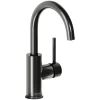 Elkay Avado Lever Handle Gooseneck Spout Brass ADA Bar Faucet, Black Stainless, LKAV3021BK