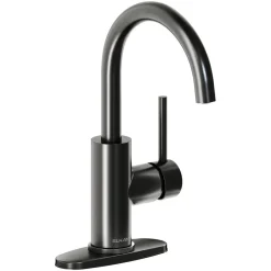 Elkay Avado Lever Handle Gooseneck Spout Brass ADA Bar Faucet, Black Stainless, LKAV3021BK