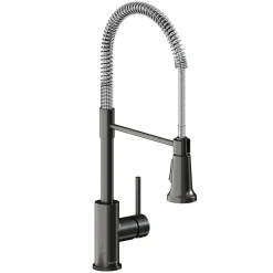 Elkay Avado Lever Handle Semiprofessional Spout Brass ADA Kitchen Faucet, Black Stainless and Chrome, LKAV2061BKCR