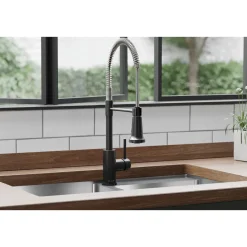 Elkay Avado Lever Handle Semiprofessional Spout Brass ADA Kitchen Faucet, Black Stainless and Chrome, LKAV2061BKCR