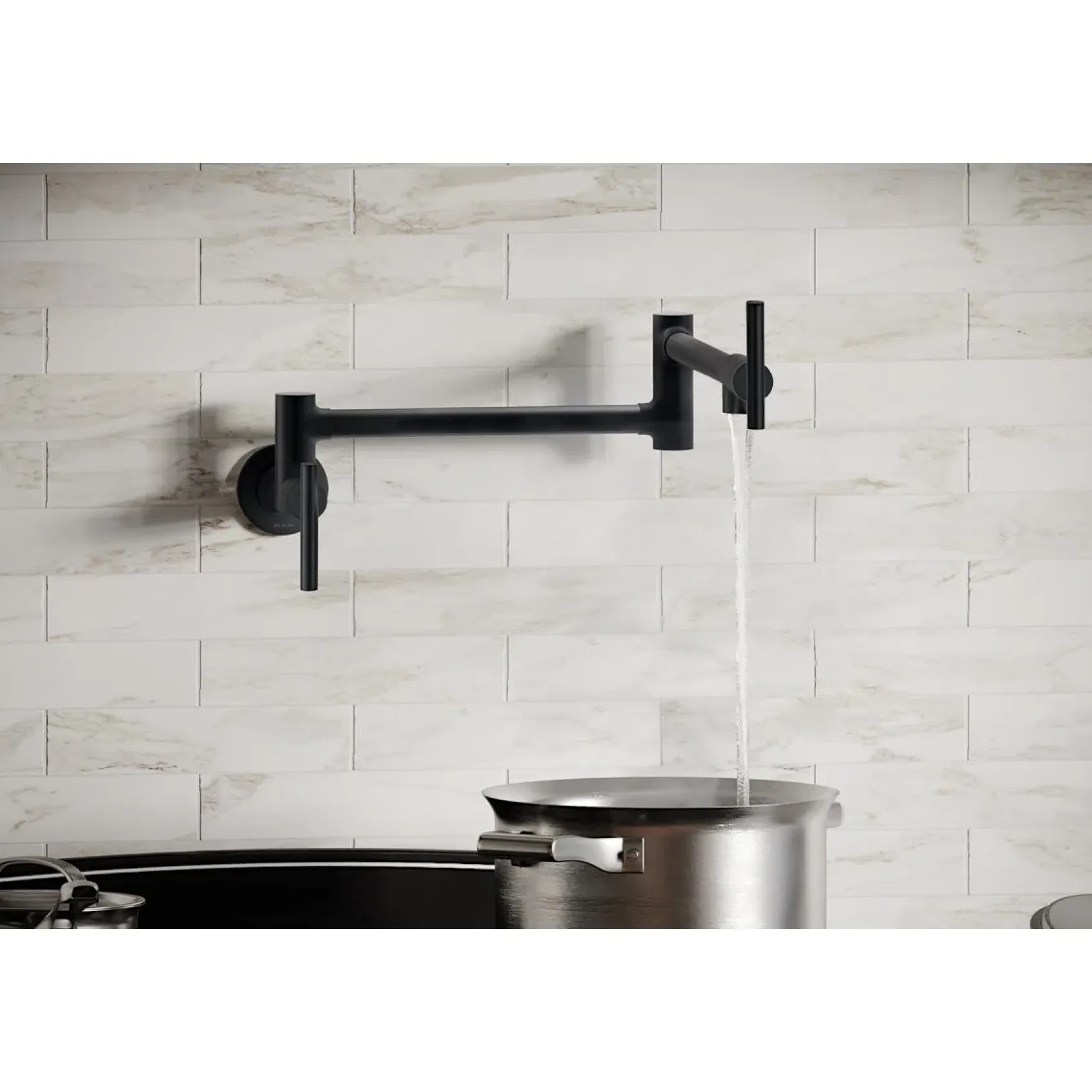 Elkay Avado Lever Handle Pot Filler Spout Brass ADA Kitchen Faucet, Matte Black, LKAV4091MB