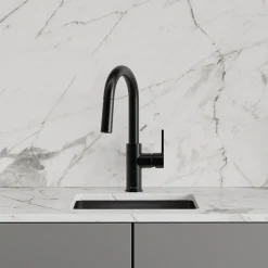Elkay Avado Lever Handle Pull-down Spray Spout Brass ADA Bar Faucet, Matte Black, LKAV3032MB