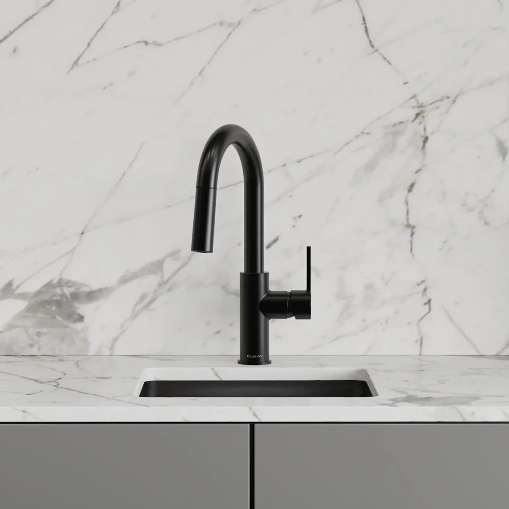 Elkay Avado Lever Handle Pull-down Spray Spout Brass ADA Bar Faucet, Matte Black, LKAV3032MB
