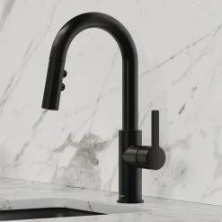 Elkay Avado Lever Handle Pull-down Spray Spout Brass ADA Bar Faucet, Matte Black, LKAV3032MB