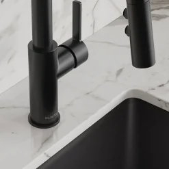 Elkay Avado Lever Handle Pull-down Spray Spout Brass ADA Bar Faucet, Matte Black, LKAV3032MB