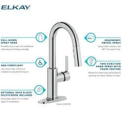Elkay Avado Lever Handle Pull-down Spray Spout Brass ADA Bar Faucet, Matte Black, LKAV3032MB