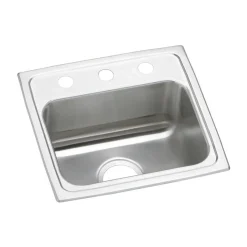 Elkay Celebrity 17" Drop In/Topmount Stainless Steel Kitchen Sink, Brushed Satin, No Faucet Hole, PSR17160