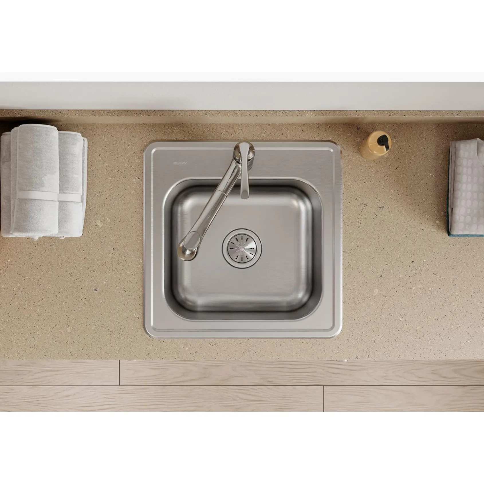 Elkay Celebrity 20" Drop In/Topmount Stainless Steel Laundry/Utility Sink, Brushed Satin, No Faucet Hole, ESE2020100