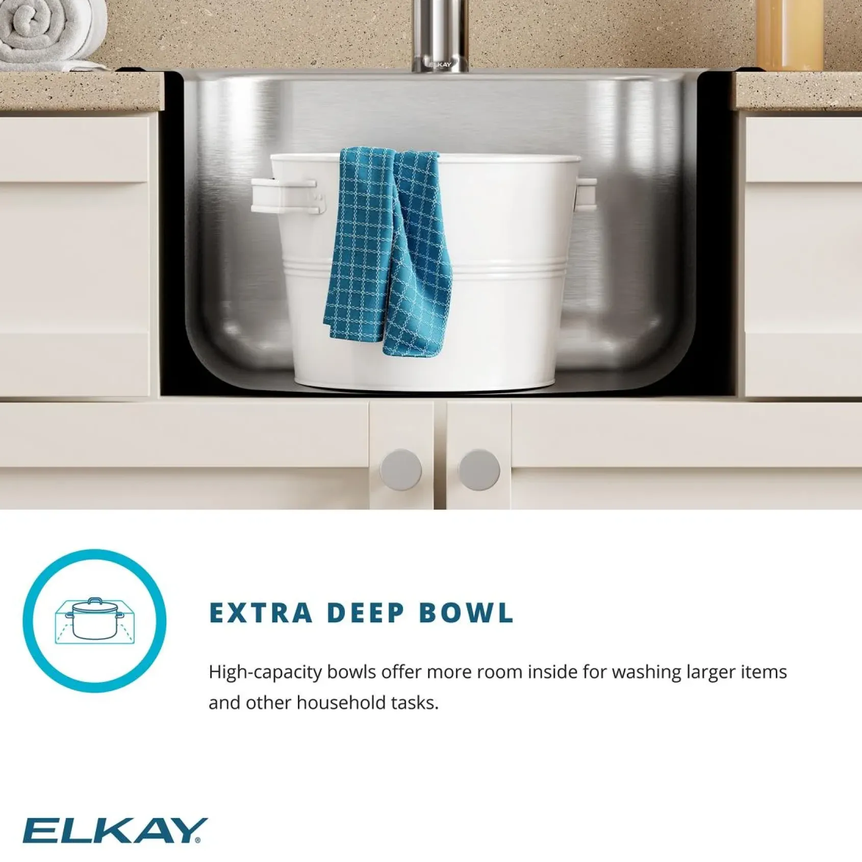 Elkay Celebrity 20" Drop In/Topmount Stainless Steel Laundry/Utility Sink, Brushed Satin, No Faucet Hole, ESE2020100