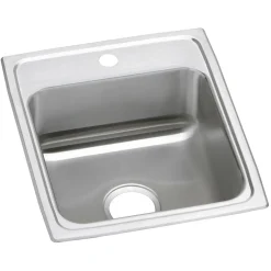 Elkay Celebrity 17" Drop In/Topmount Stainless Steel Kitchen Sink, Brushed Satin, 1 Faucet Hole, PSR17201