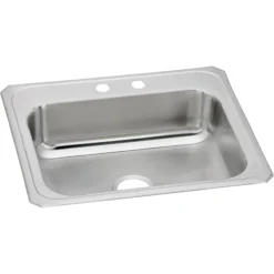 Elkay Celebrity 25" Drop In/Topmount Stainless Steel Kitchen Sink, Brushed Satin, 2 Faucet Holes, CR25222