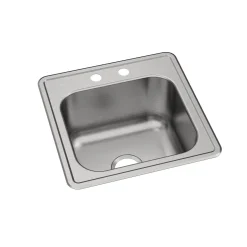 Elkay Celebrity 20" Drop In/Topmount Stainless Steel Laundry/Utility Sink, Brushed Satin, 2 Faucet Holes, ESE2020102